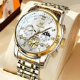 thumbnail image 3 of OLEVS Mens Watches Chronograph Business Dress Quartz Stainless Steel Waterproof Luminous Date Wrist Watch For Men White Dial, 3 of 12