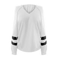 thumbnail image 6 of Women Hoodies Women's Hooded Drawstring Solid Stitching Long Sleeve Loose Sweatshirt Top, 6 of 7