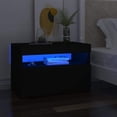 thumbnail image 6 of vidaXL Bedside Cabinet & LED Lights White 24"x14"x16" Chipboard, 6 of 24