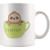 Slofee Sloth And Coffee Gift Ideas For Office Coworker Birthday Housewarming Funny Spirit Animal Themed White Coffee Mug 11 oz