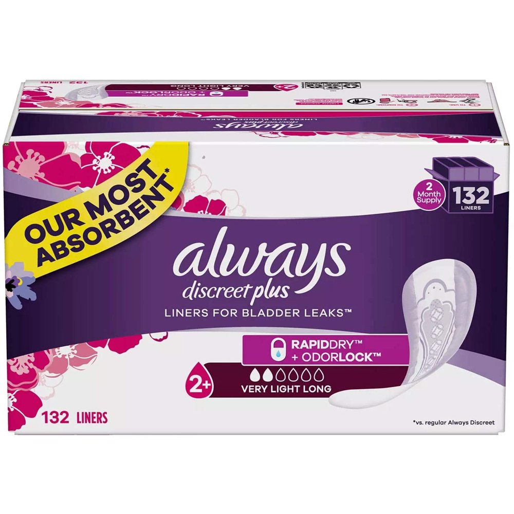 Always Discreet Plus Incontinence Liners, Very Light Absorbency