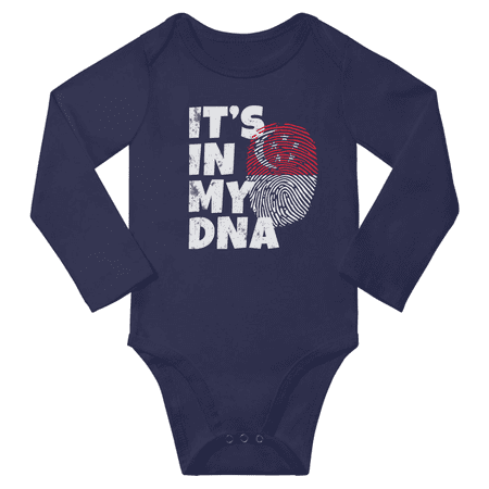 

It s In My Singaporean DNA Baby Long Sleeve Bodysuit Outfits (Navy 24 Months)