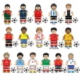 thumbnail image 1 of Juguete de bloques de construcción de fútbol mundial, 16 figuras de superestrellas del fútbol, regalo para niños aficionados, 1 of 5