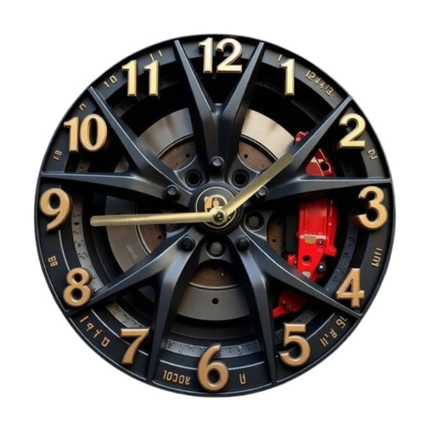 Reloj de Pared de Diseño Vintage, Reloj Colgante con Ruedas, Decoración Mecánica, Forma de Reloj, Madera, Material PP, para Sala de Estar, Cocina, Dor
