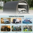 thumbnail image 6 of Newboti 10' x 16' Carport, Heavy Duty Portable Garage Storage Tent with Large Zippered Door, Anti-UV PE Canopy Cover for Car, Truck, Boat, Motorcycle, Bike, Garden Tools, Outdoor Work, Gray 6529870175, 6 of 10