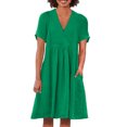 thumbnail image 2 of mfyjkho Vestidos casuales para mujer, Vestido informal holgado de lino con cuello en V y mangas cortas para mujer Vestidos de fiesta para mujer xxxl, 2 of 6