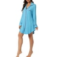 thumbnail image 4 of INSPIRE CHIC Chemise de Nuit à Manches Longues pour Femme, Col à Revers Cranté, Boutonnée, S Bleu Ciel, 4 of 6