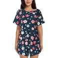 thumbnail image 1 of Balery Cherry Blossoms Conjunto de Pijama para Mujer con Estampado, Dos Piezas de Manga Corta y Shorts, Ropa de Dormir Suave con Cuello Redondo y Bolsillos-3X-Large, 1 of 6