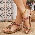 thumbnail image 3 of Bohemian Beach Sandals for Women 2025 Boho Summer Braided Wedge Low Heels Elastic Slingback Dress Sandals, 3 of 8