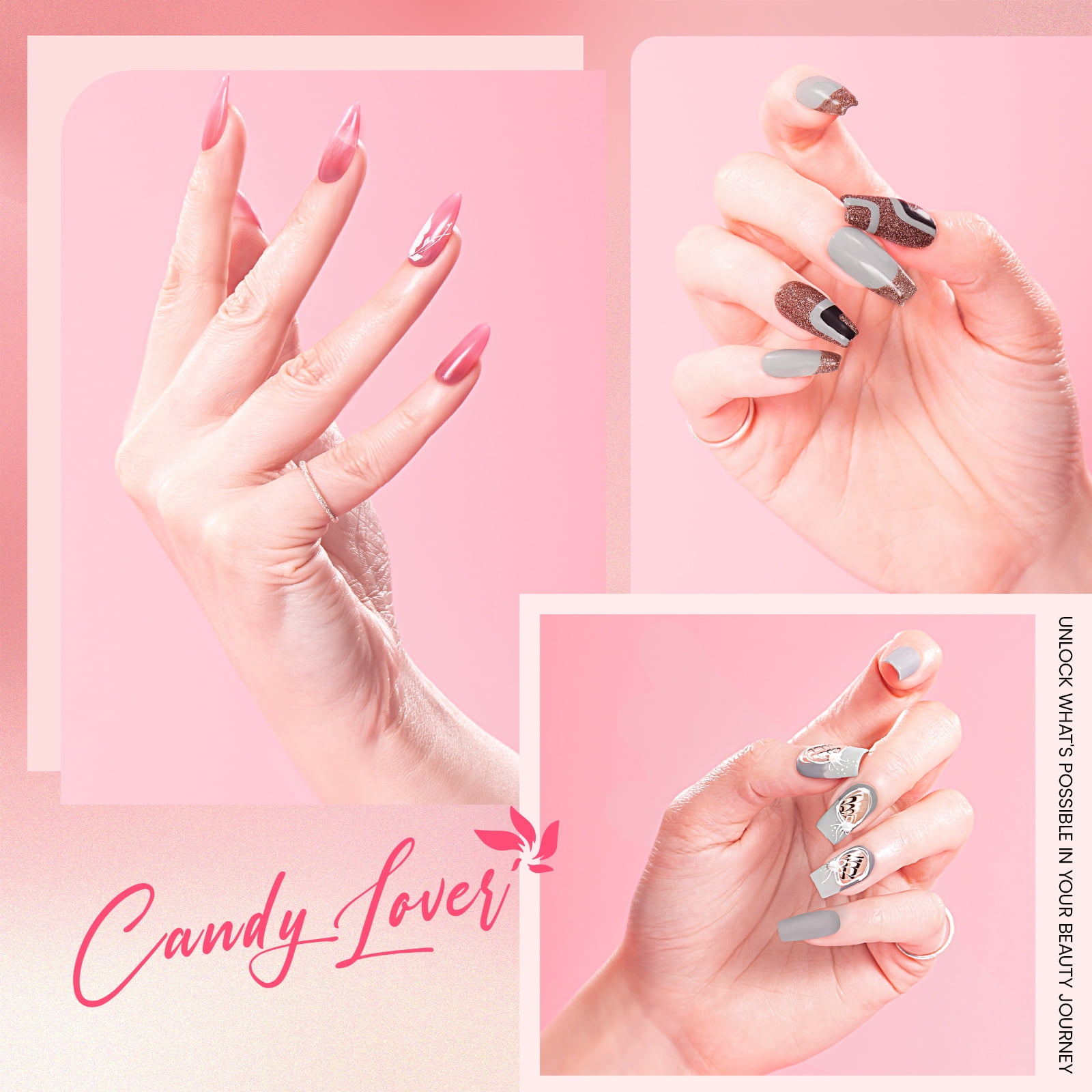 Candy Lover Gel Nail Polish Kit with UV LED Lamp, 12 Colors Charm Gel Polish Starter Kit, All-in-One Quick Dry Soak Off Nail Gel Manicure Kit with DIY Tools Valentine Gift for Women