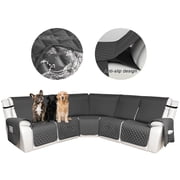HDCAXKJ 100% Waterproof Reclining Sectional Couch Covers L-Shape Recliner Sofa Cover 5 Seat, Dark Gray