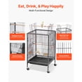 thumbnail image 4 of KFFKFF Bird Cage, 18 x 18 x 30 inch, Open Flat Top Design, Durable Wrought Iron Construction with Perches, Removable Tray, Feeders, and Wheels, Suitable for Parrots, Blue Tits, Cockatiels, Canaries, 4 of 9