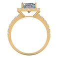 thumbnail image 4 of 3.84ct emerald cut blue moissanite 18k yellow gold halo Bridal Wedding Engagement Promise Anniversary Ring for Women size 5.75, 4 of 7
