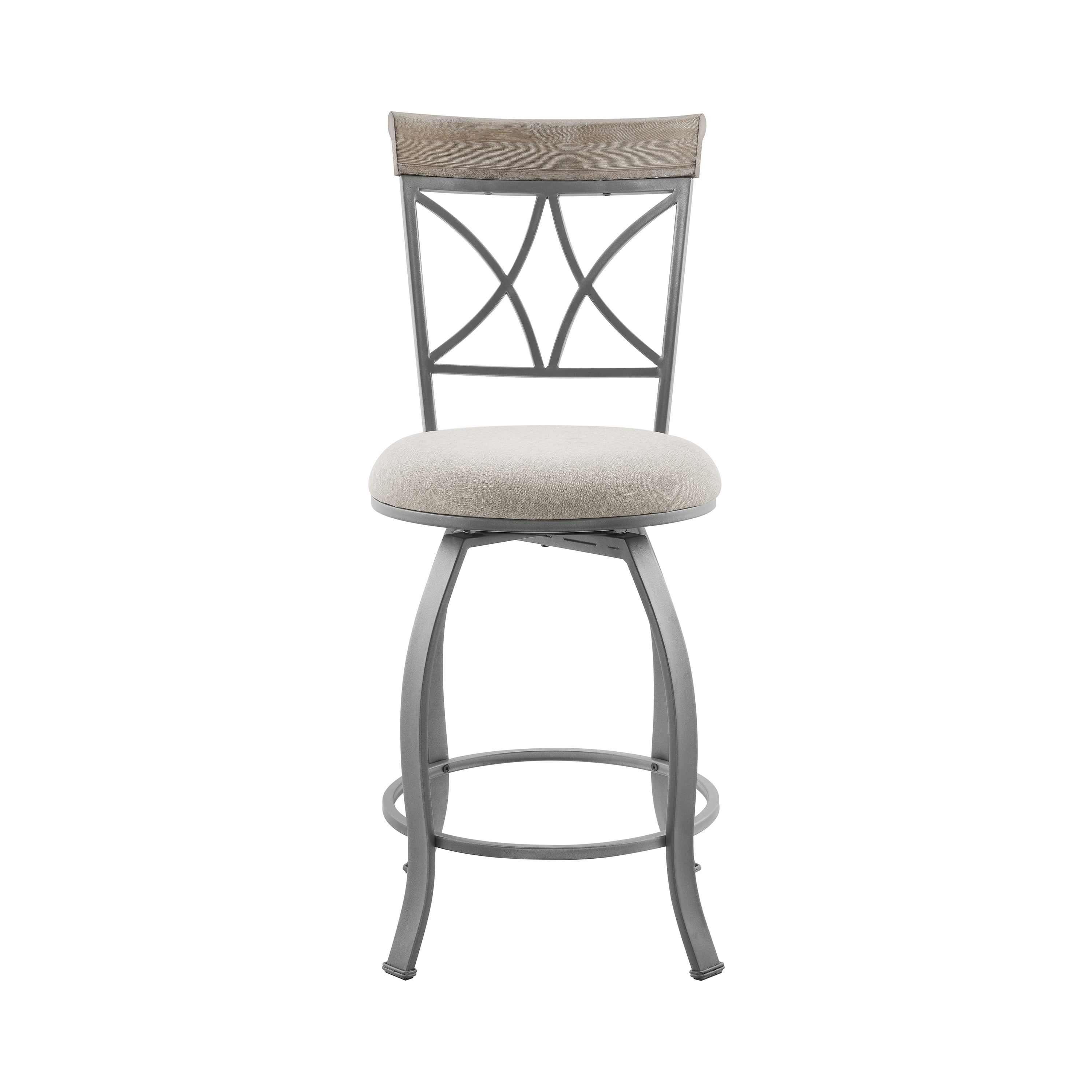 Powell Roselyn 24" Indoor Round Metal Swivel Counter Stool, Pewter