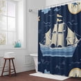 thumbnail image 5 of Cartoon Sailboat Ocean Fabric Shower Curtain Nautical Compass Washable Shower Curtains for Bathroom, Waterproof Bath Curtain with Hooks Home Decor 72x84in, 5 of 8
