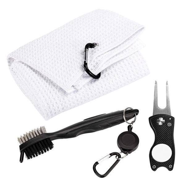 Toalla De Golf Y Cepillo De Limpieza De Palos, Herramienta De Reparación De Chuletas Con Marcador De Bola, Juego De Golfista, Accesorios 3 Uds. Kearding OD015375-03