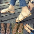 thumbnail image 4 of huanledash Plus Size Women Rhinestone Faux Pearl Tassel Shoes Summer Clip Toe Flat Sandal, 4 of 8
