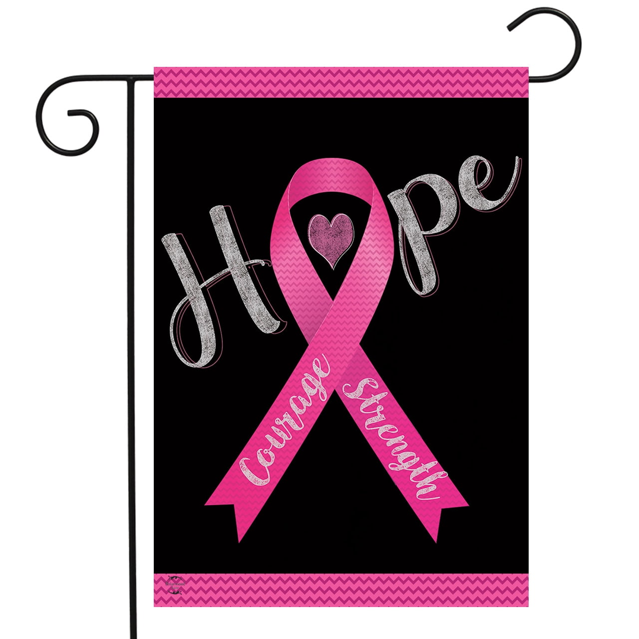 Hope, Courage, Strength Garden Flag Breast Cancer Pink Ribbon 12.5