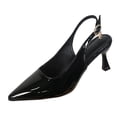 thumbnail image 2 of Hurxie Women's Slingback Kitten Heels Closed Pointed Toe Backless Wedding Party Dress Pumps Shoes Black 8.5, 2 of 7