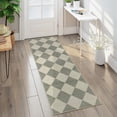 thumbnail image 6 of Lahome Decor 2'x6' Modern Checkered Kitchen Rugs, 2x6ft Non-Slip Washable Rugs, Farmhouse Hallway Rug for Entryway, Moroccan Neutral Soft Low Pile Carpet for Hallway Entry Front Door,Green, 6 of 10