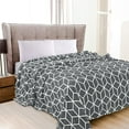 thumbnail image 2 of Elegant Comfort Luxury Velvety Feel Blanket, All-Season Lightweight Blanket, Ultra Plush, Soft, Flannel Fleece for Couch, Sofa, Bed, Travel, Cube Design, Full/Queen, Gray, 2 of 5