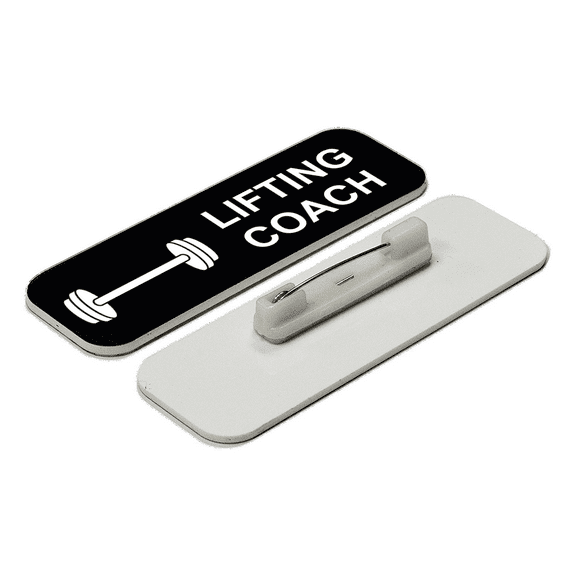 Lifting Coach 1 x 3" Name Tag/Badge, Black, (3 Pack)