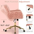 thumbnail image 3 of PORKISS Vanity Chair with Back, Home Office Chair, Ergonomic Home Desk Chair with Artificial Rabbit Hair, Adjustable Swivel Task Computer Chair with Arm, Wheels, Pink, 3 of 9