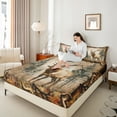 thumbnail image 4 of Castle Fairy Animal Deer 4pcs Bed Sheets,Tree Branches King Sheets,Abstract Vintage Super Cozy Sheet Set,Breathable Wildlife Home Decor, 4 of 7