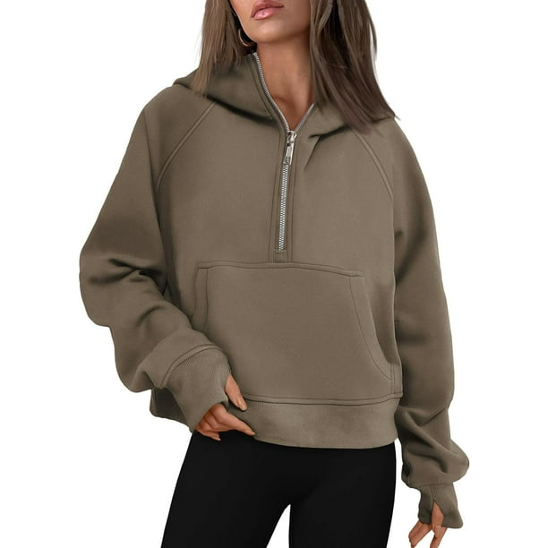 AUTOMET-sudaderas con media cremallera para mujer, sudaderas recortadas de lana con cremallera, suéteres, trajes de otoño, ropa de invierno 2023