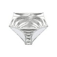 thumbnail image 6 of Kaerm Women's Metallic Dance Festival Rave Bottoms Metallic High Waisted Booty Shorts Silver M, 6 of 7