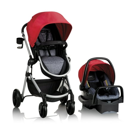 Evenflo Pivot Modular Travel System with SafeMax Rear-Facing Infant Car Seat (Salsa Red)