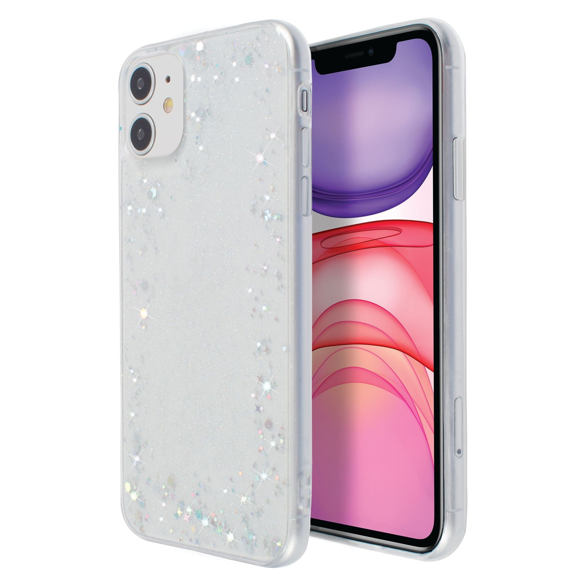 Glitter Case For iPhone 11 (6.1 in), Iridescent Holographic Stars Style Sparkle Bling Crystal