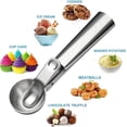 thumbnail image 4 of Juego de cucharas para helado, cuchara para helado portátil de acero inoxidable con gatillo y mango cómodo, cuchara para helado perfecta para helados de bricolaje, yogur congelado, frutas, galletas,, 4 of 5