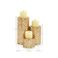 thumbnail image 4 of DecMode 3 Candle Gold Metal Handmade Candle Holder with Mosaic Pattern, Set of 3, 4 of 16