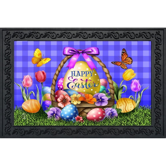 Briarwood Lane Doormat 30x18 Indoor Outdoor Happy Easter Egg Basket For Easter Doormat