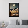 thumbnail image 2 of PixonSign Framed Canvas Print Wall Art Joshua Tree Cactus Moonlight Desert Nature Wilderness Illustrations Decorative Bohemian Rustic Mid-Century Modern Desert Landscape - 16"x24" Black, 2 of 5
