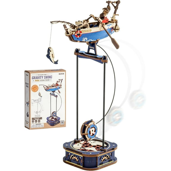 CUTEHELPER 3D Wooden Puzzles for Adults,Gravity Swing Ocean Fisher Model kit, 161Piece 3D Puzzles for Adults