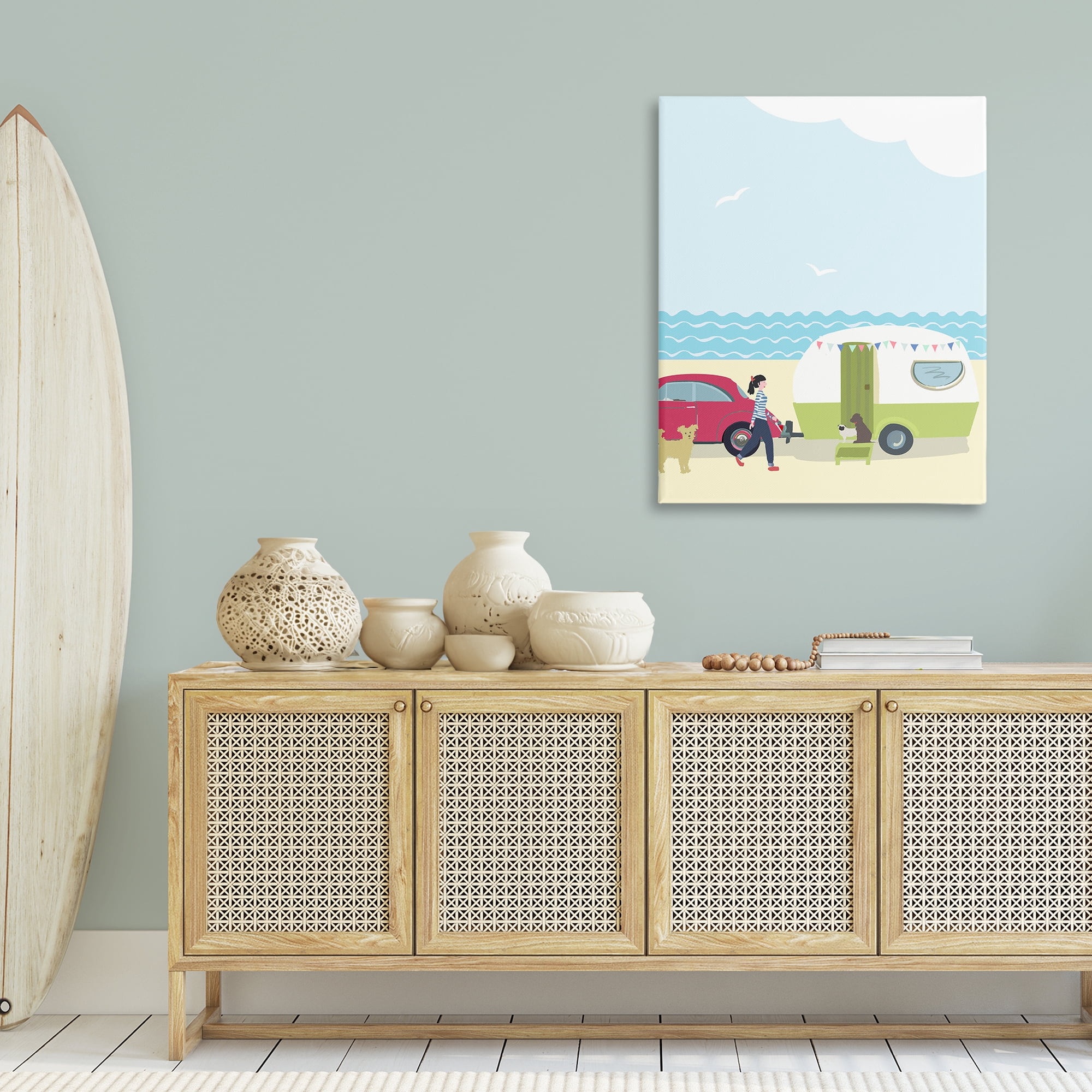 Stupell Industries Beach Day with Dogs Nautical & Beach Painting Wrapped Canvas Art Print Wall Art, 30 x 40