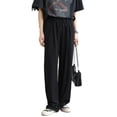 thumbnail image 2 of new women's trousers straight casual loose soft drawstring trousers for women-Black-XL, 2 of 6