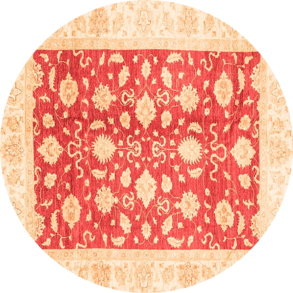 Ahgly Company Indoor Round Oriental Orange Traditional Area Rugs, 5' Round