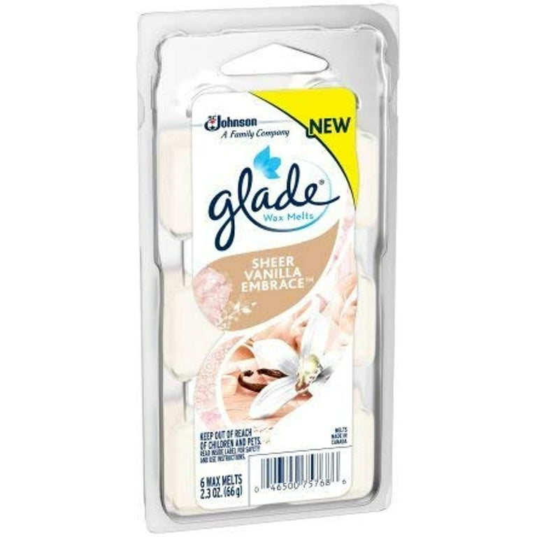 Glade Wax Melts, Sheer Vanilla Embraze, 2.3 Oz. (Pack of 6)