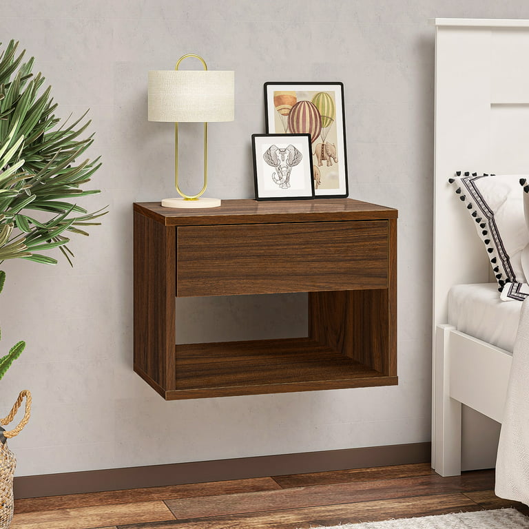 Floating Nightstand With Drawer / Mid Century Modern Bedside 