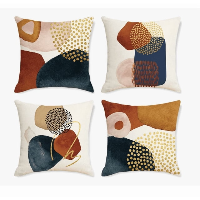Xtellar 4 Fundas Para Cojines Decorativos Lino Estilo Abstracto 45cm