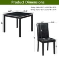 thumbnail image 4 of GZXS 5-Piece Square Dining Table Set for 4, PU Upholstered Dining Chairs with Ergonomic Back, Rubber Wood Legs, MDF Top and Acrylic Crystal Crushed Trim, Black, 4 of 8