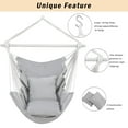 thumbnail image 3 of Large Hammock Chair Swing, Relax Hanging Rope Swing Chair with Detachable Metal Support Bar & Two Seat Cushions, Cotton Hammock Chair Swing Seat for Yard Bedroom Patio Porch Indoor Outdoor, 3 of 7
