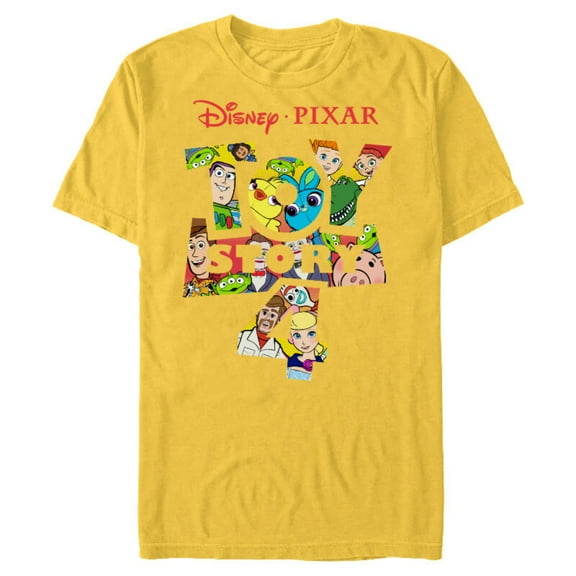 Disney Pixar Toy Story 4 Logo and Characters T-Shirt- Short Sleeve Blended T-Shirt for Adults - Customized-Yellow
