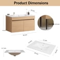 thumbnail image 2 of KYLE & KAY 24 inch Modern Wall-Mounted Bathroom Sink Cabinet, Floating Bathroom Vanity with Storage and Two Soft Close Doors,with Sink, Faucet Not Included,Solid Wood, Light Oak., 2 of 8