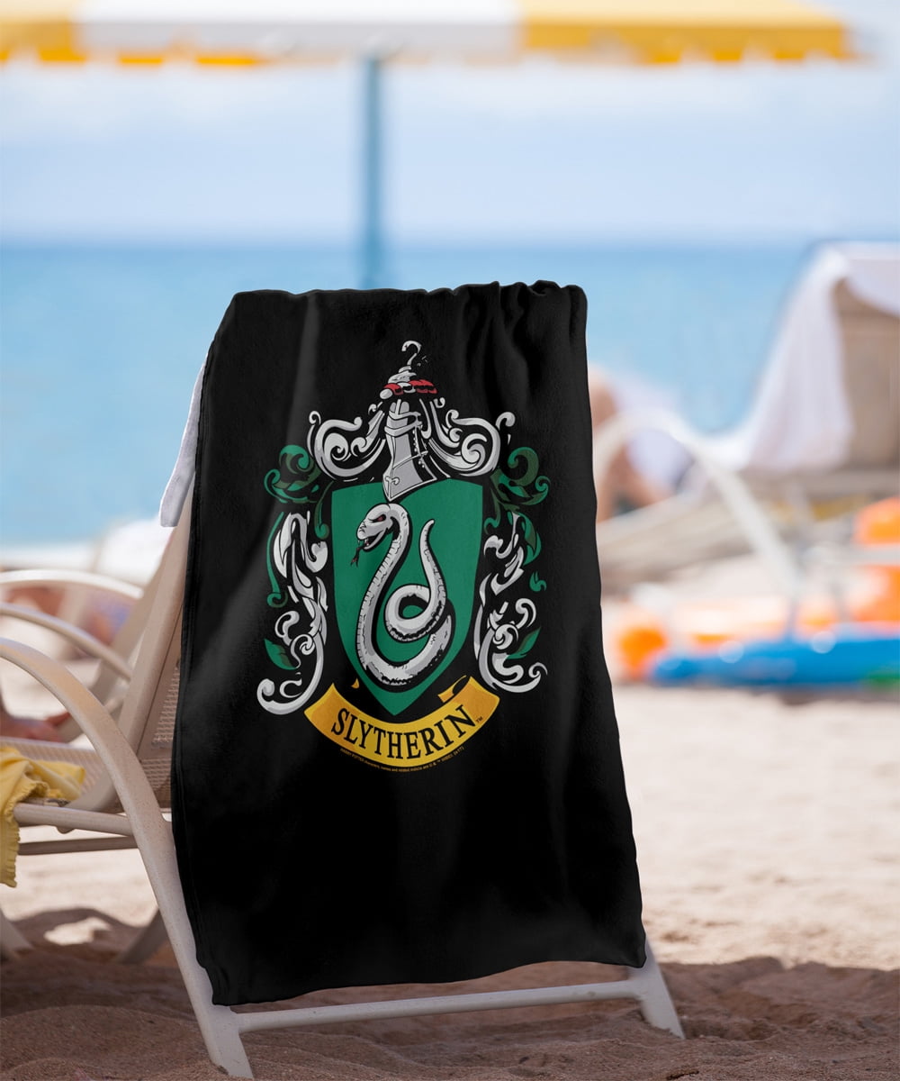 Harry Potter Slytherin Crest Black Officially Licensed Beach Towel 30' X 60'