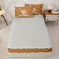 thumbnail image 4 of Homewish Cute Capybara Zipper Twin Comforter Sets with Fitted Sheet and 2 Pillowcases,Brown Classic Geometric Plaid Zipper Bedding Set For Girls Kids,Reversible,4-Piece, 4 of 7