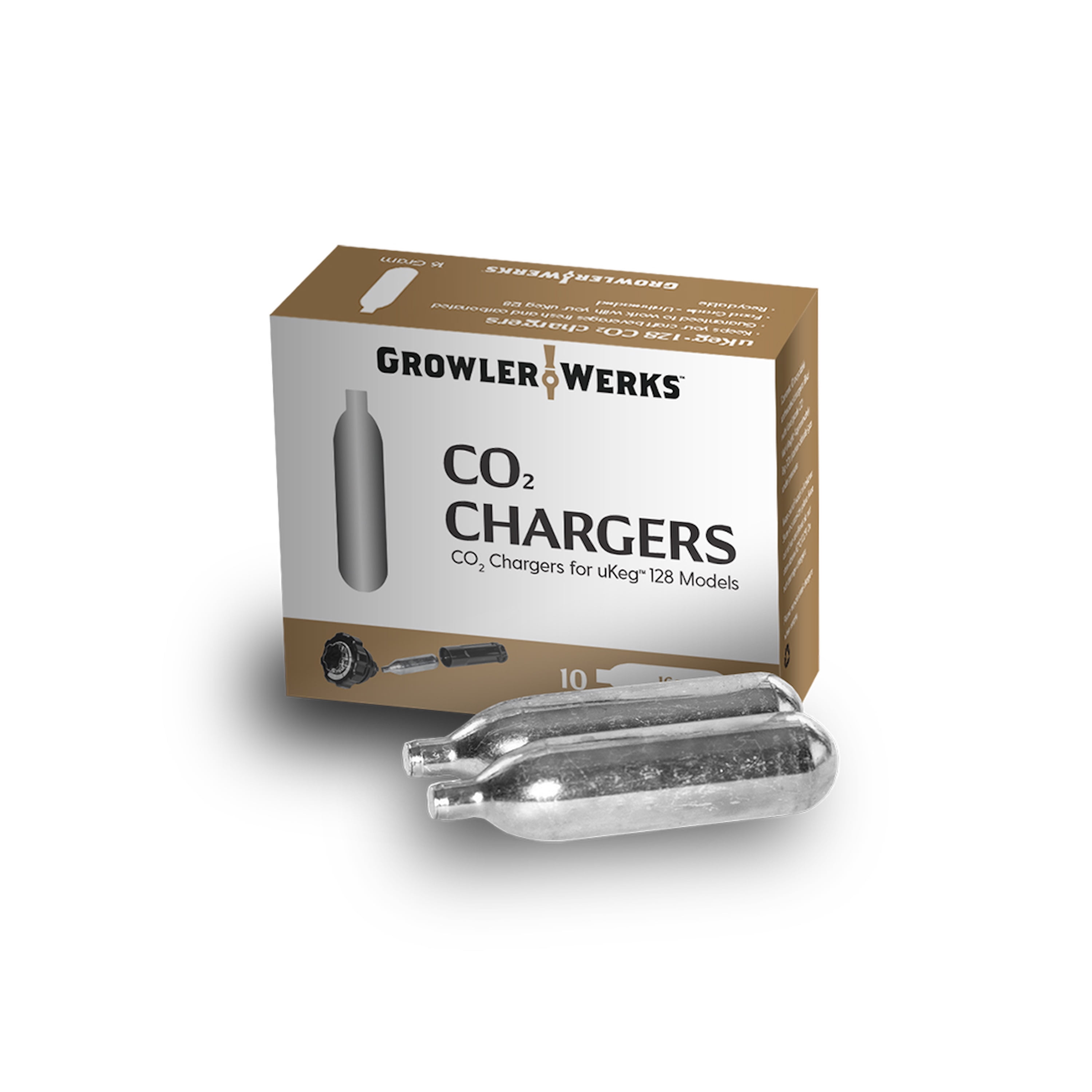 GrowlerWerks uKeg Co2 Cartridges, 16g, 10Pack
